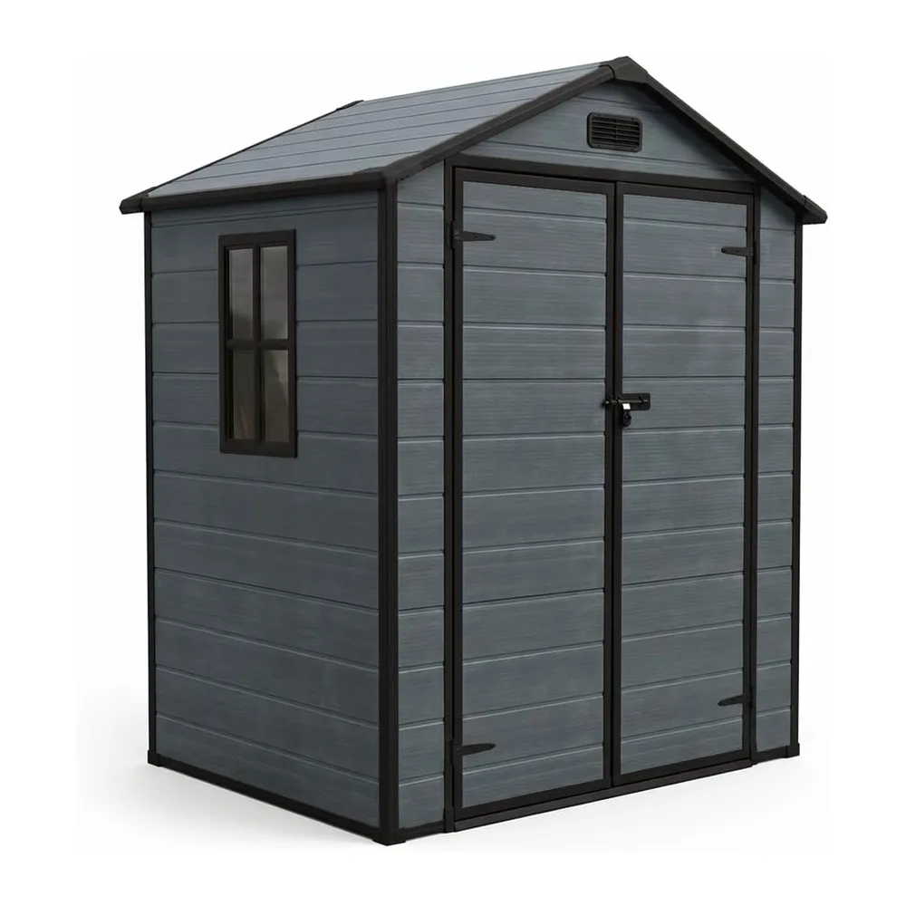 Mazovia Abri de Jardin 182x134cm Anthracite Bois Moderne Extérieur PVC