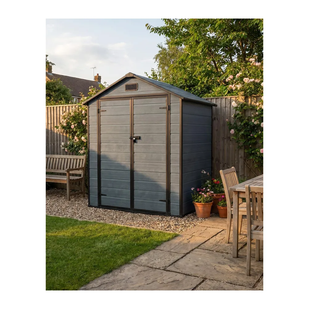 Mazovia Abri de Jardin 182x134cm Anthracite Bois Moderne Extérieur PVC