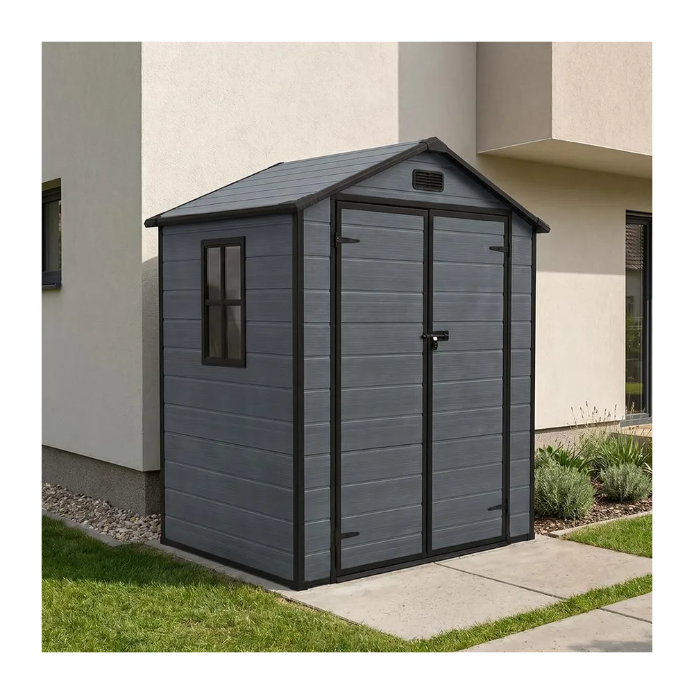 Mazovia Abri de Jardin 182x134cm Anthracite Bois Moderne Extérieur PVC