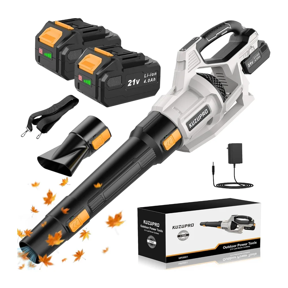 Souffleur de Feuilles sans Fil 21V, 2 Batteries 4,0Ah Incluses, 3 Vitesses Réglables, 2