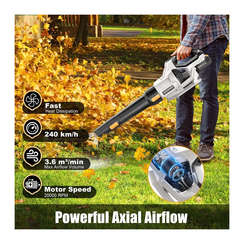 Souffleur de Feuilles sans Fil 21V, 2 Batteries 4,0Ah Incluses, 3 Vitesses Réglables, 2
