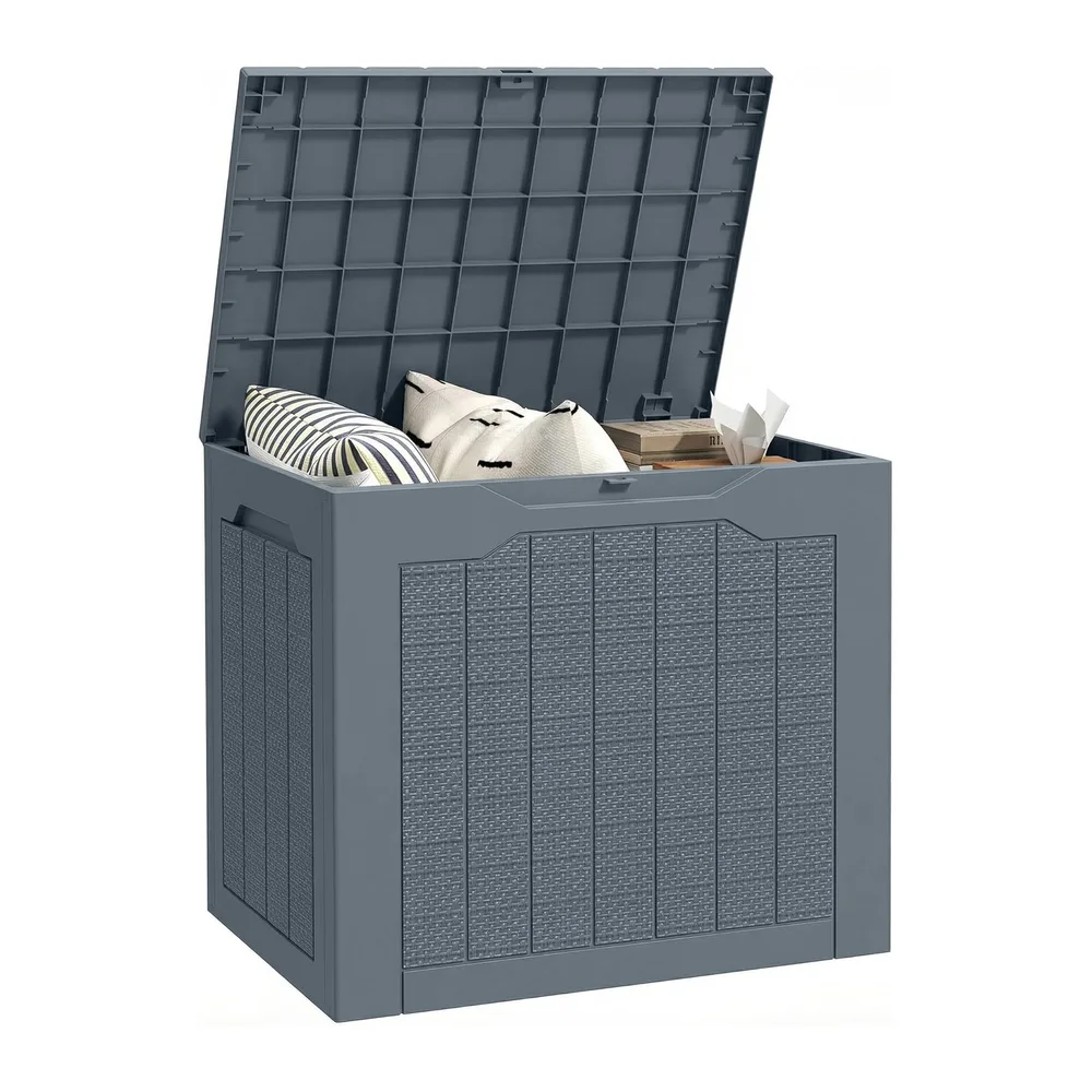 Outsunny Coffre de Rangement Extérieur 97L Étanche 56x41x50 cm Gris Clair