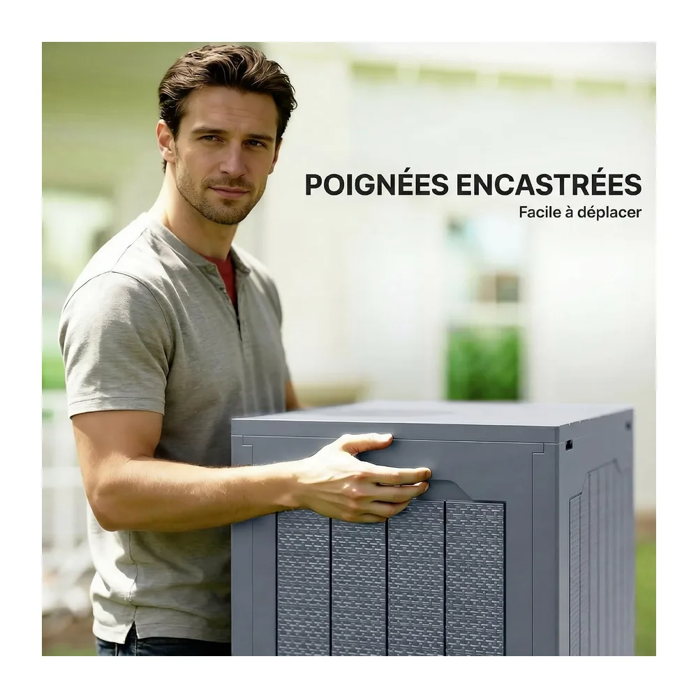 Outsunny Coffre de Rangement Extérieur 97L Étanche 56x41x50 cm Gris Clair