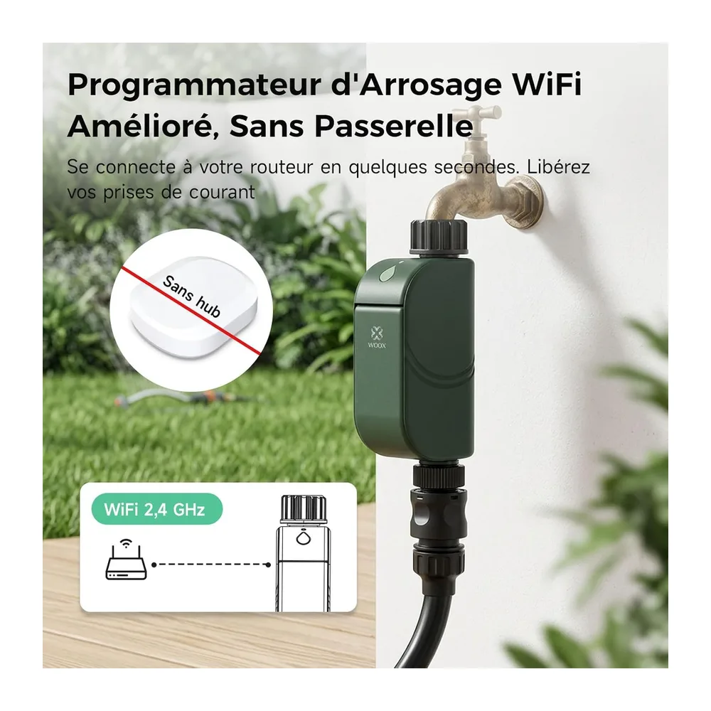 WOOX Programmateur d'arrosage WiFi Intelligent, sans Hub Requis