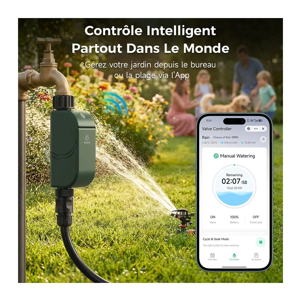 WOOX Programmateur d'arrosage WiFi Intelligent, sans Hub Requis