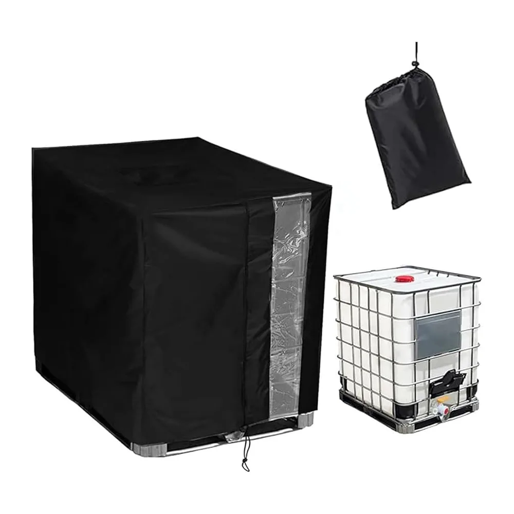 Housse Cuve 800/1000/1200L Argentée avec Fenêtre Transparente, Imperméable Anti-UV Cordon