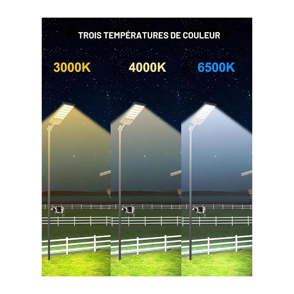 JAYNLT Lampadaire Solaire Exterieur, 6500K Lampe solaire Extérieure avec Télécommande