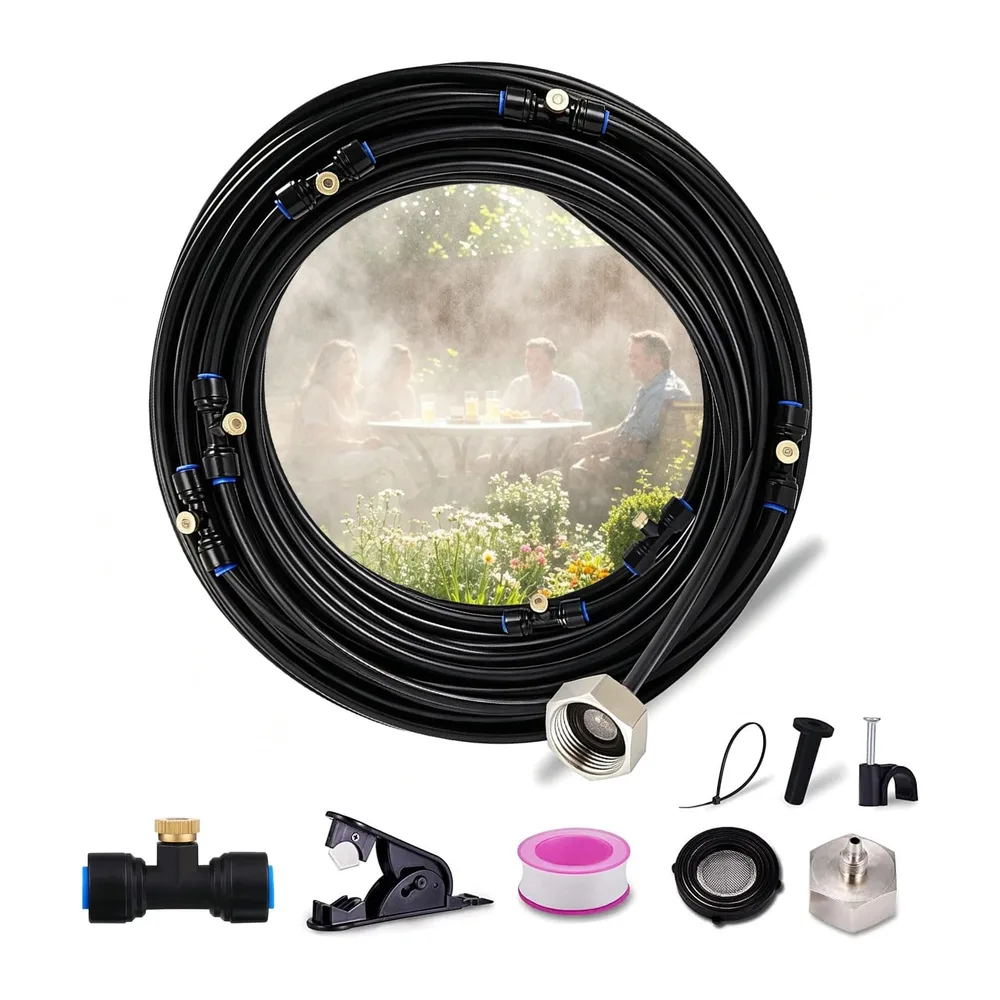 Système de brumisation extérieur 15M – Kit d'irrigation et de refroidissement par