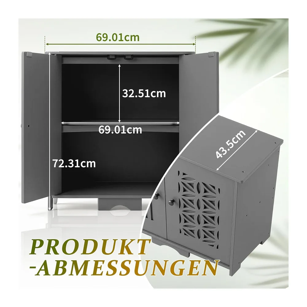 Armoire de jardin résistante aux intempéries pour l'extérieur - 69 x 43,5 x 73 cm