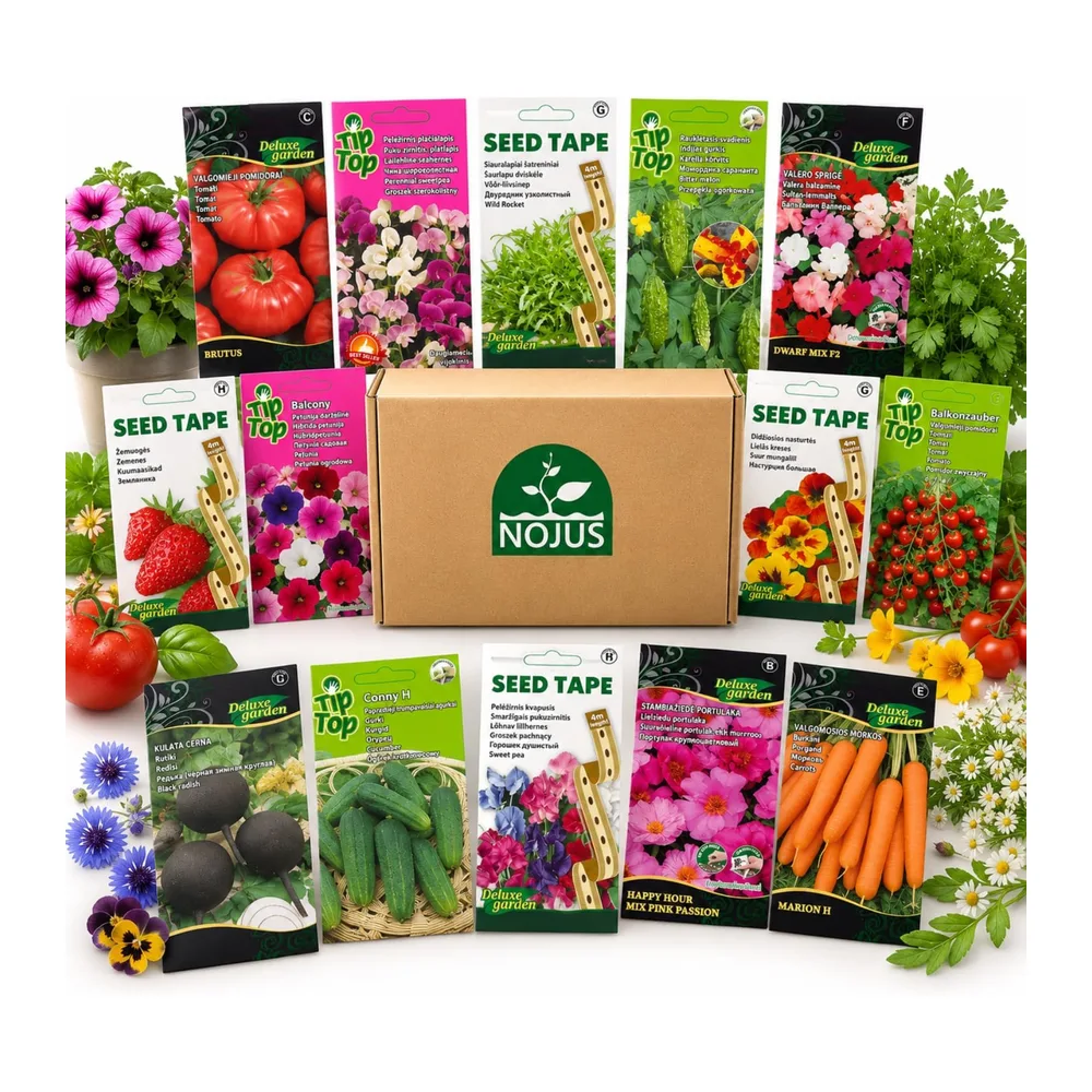 Nojus - Collection de graines de fleurs, d'herbes aromatiques et de légumes – 40 sachets