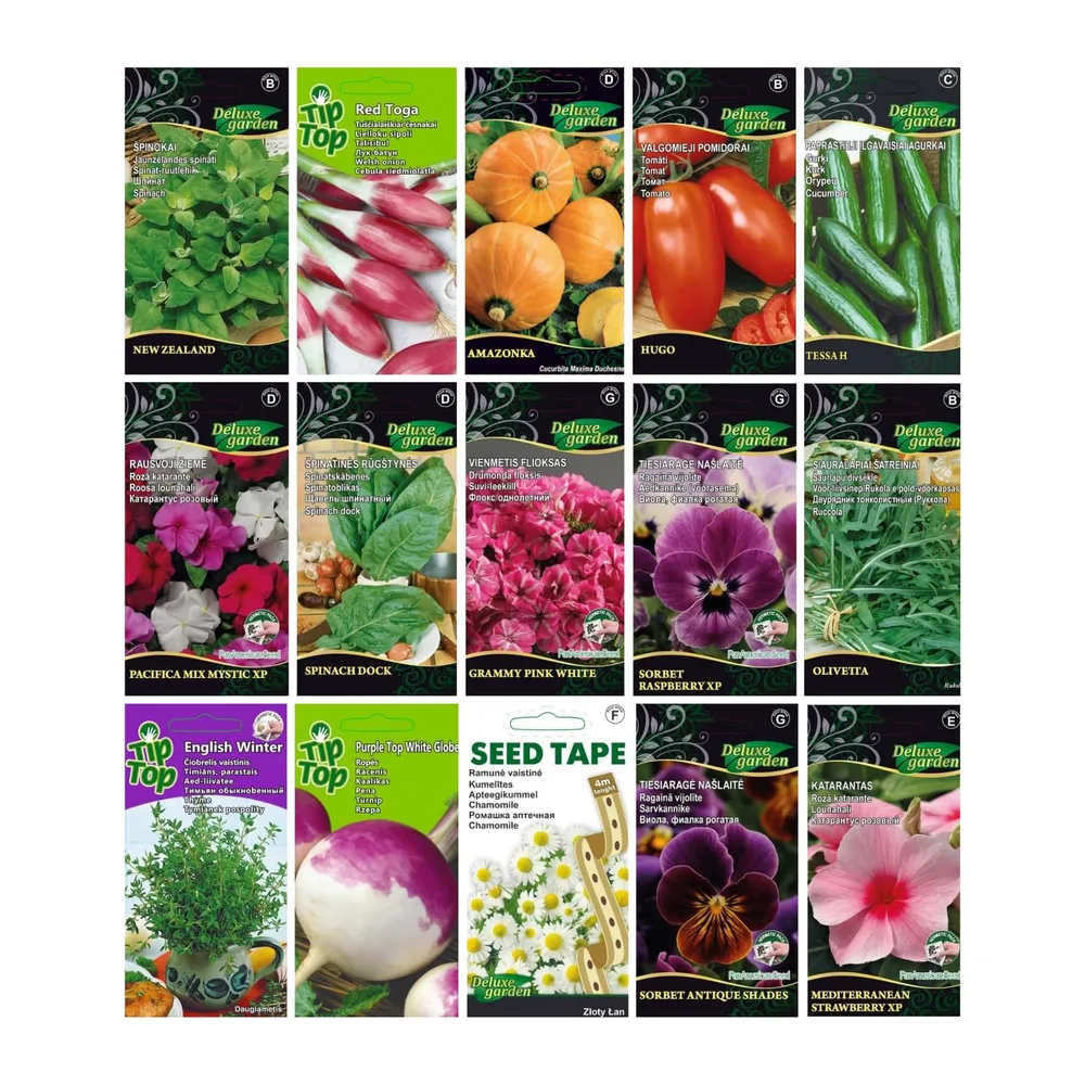 Nojus - Collection de graines de fleurs, d'herbes aromatiques et de légumes – 40 sachets