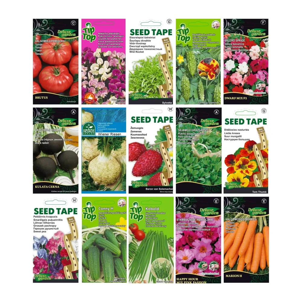Nojus - Collection de graines de fleurs, d'herbes aromatiques et de légumes – 40 sachets
