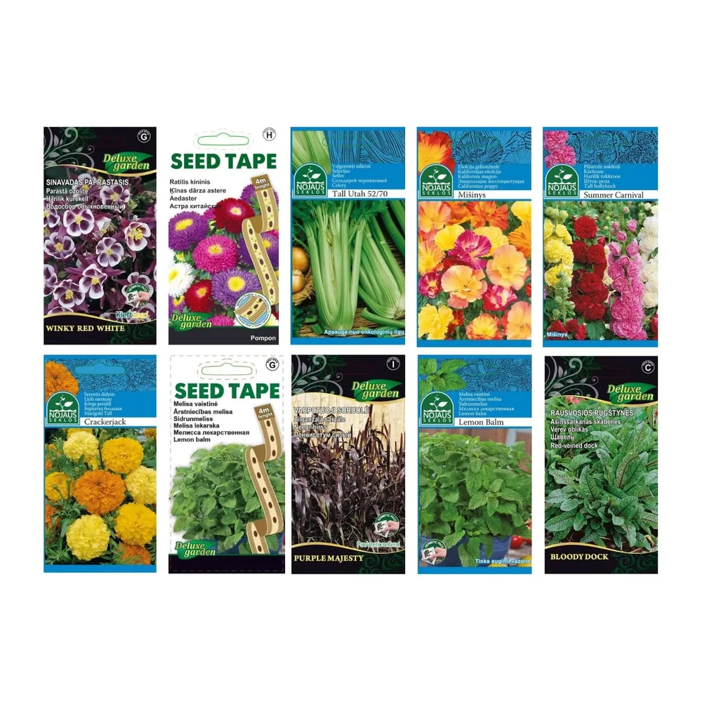 Nojus - Collection de graines de fleurs, d'herbes aromatiques et de légumes – 40 sachets