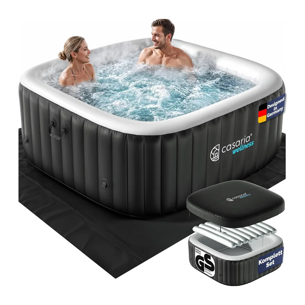 Casaria Spa Gonflable carré 4 Places 165x165cm avec 100 duses Intérieur et extérieur