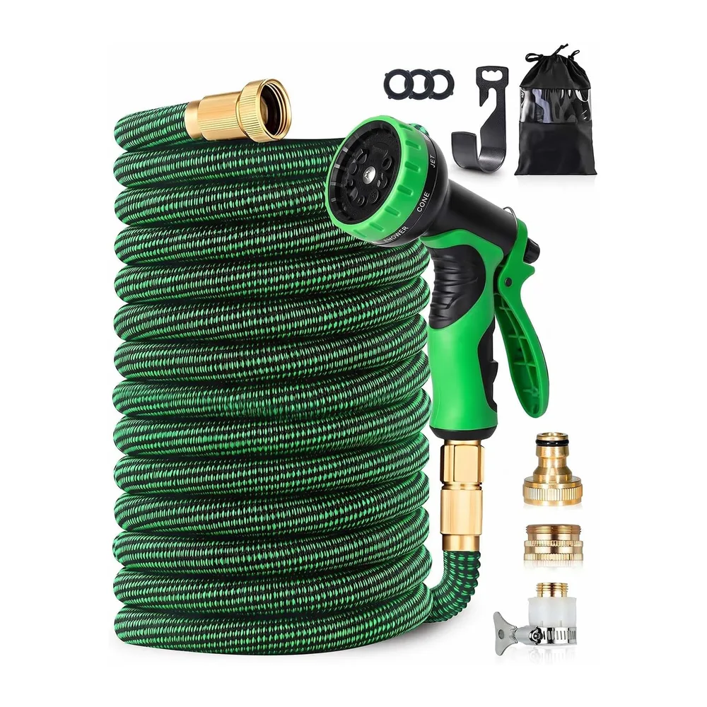 Tuyau d’Arrosage Flexible Extensible 150FT pour Jardin avec Douchette Multifonction 10