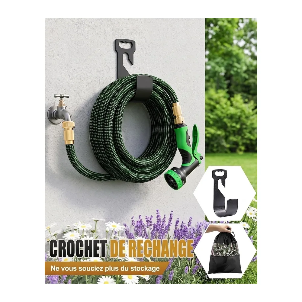 Tuyau d’Arrosage Flexible Extensible 150FT pour Jardin avec Douchette Multifonction 10