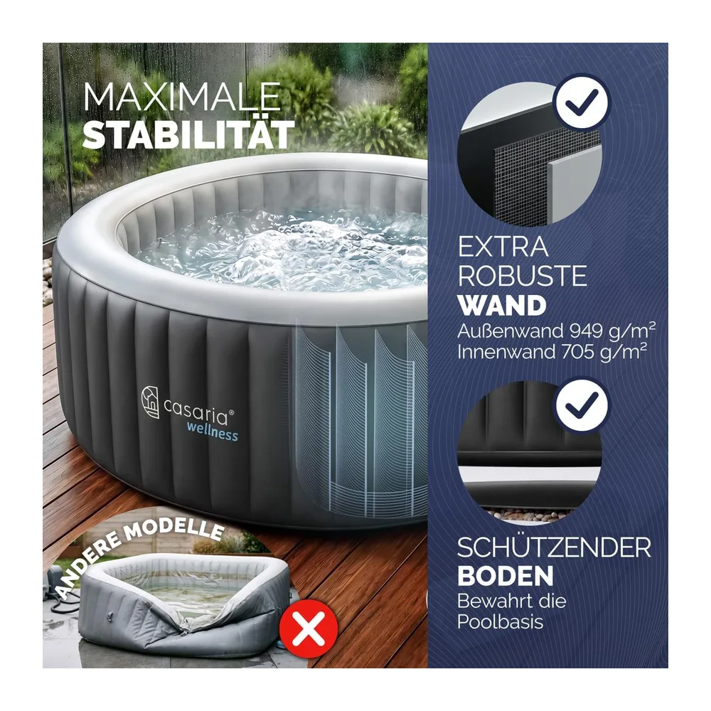 Casaria Spa Gonflable Rond 4 Places Ø163cm avec 100 duses Intérieur et extérieur