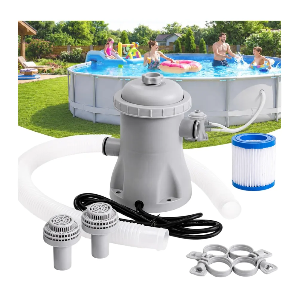 Pompe Filtration Piscine Hors Sol 330 GPH, 16 W avec tuyau – Circulation d'eau claire