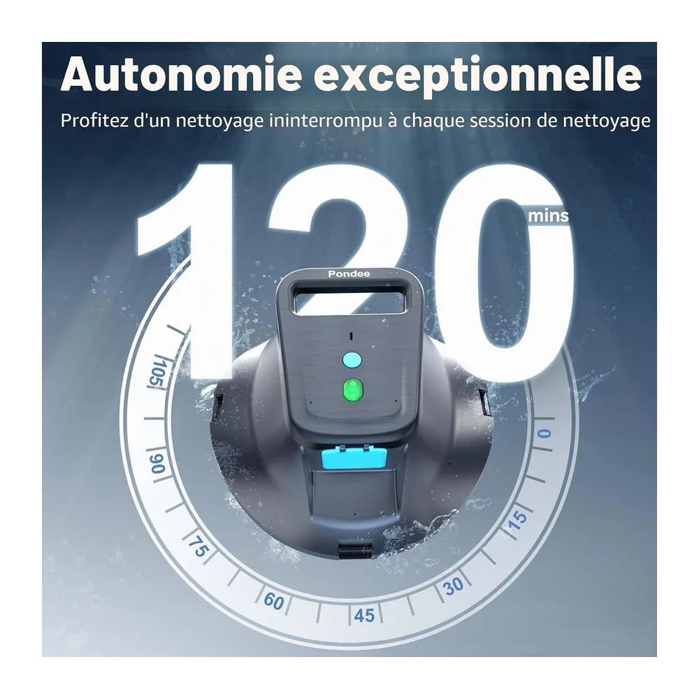 (Upgrade 2026) Pondee X1 Robot Piscine sans Fil, Aspirateur Piscine Hors Sol avec 120 Min