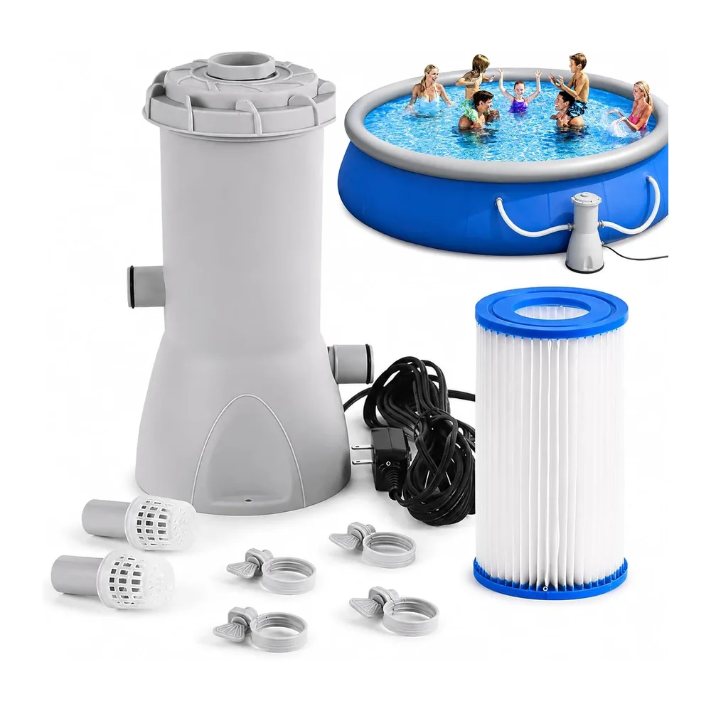 Denash Pompe Filtration Piscine Hors Sol 1000 GPH avec Filtre à Cartouche