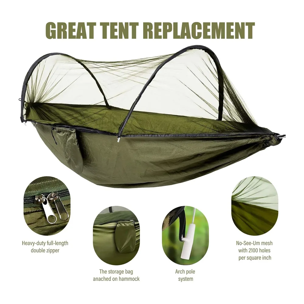 DEPAR Hamac de Camping, Hamac de Voyage Ultra-Léger 270 × 140 cm,Hamac Moustiquaire