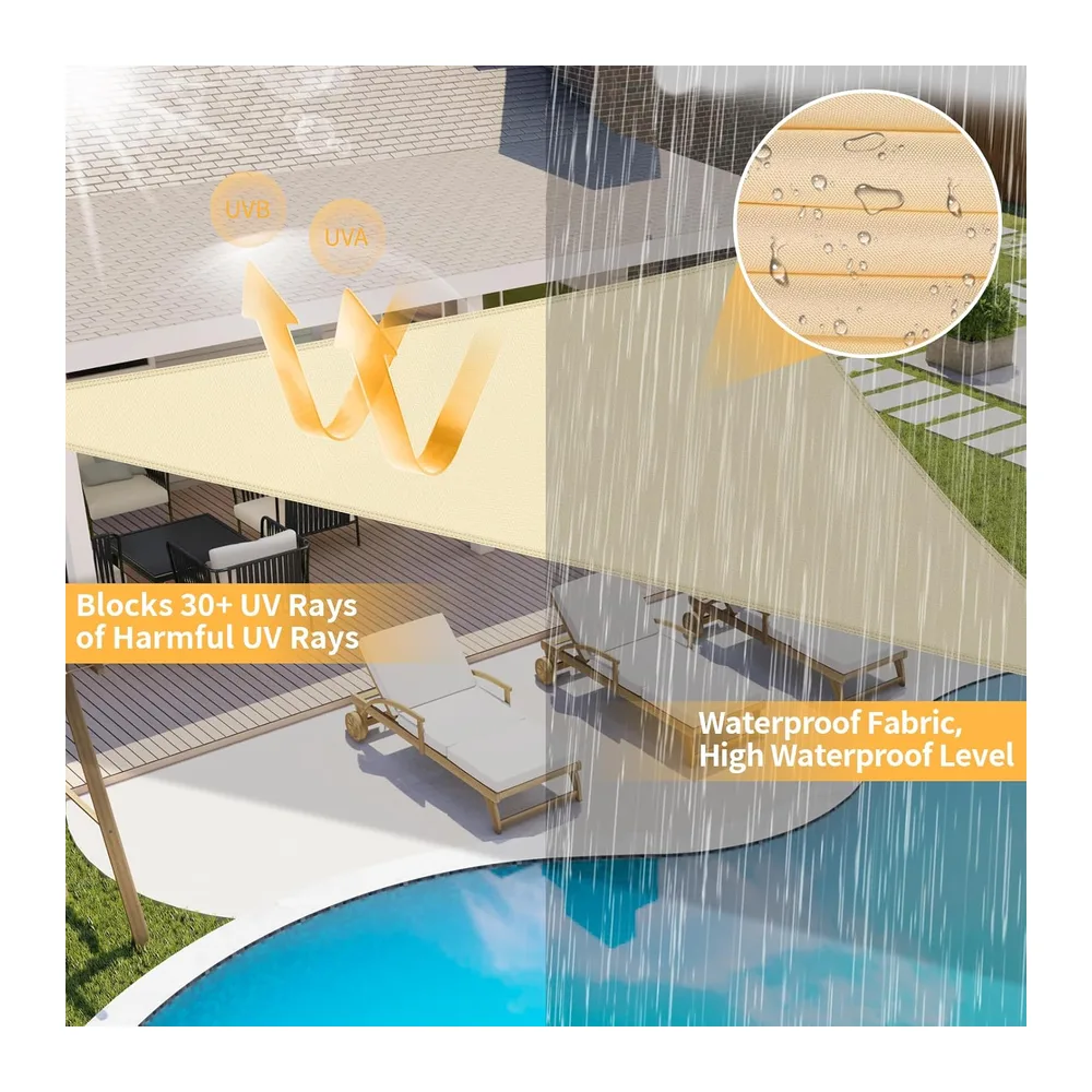 DEPAR Voile D'Ombrage, 3 × 3 × 3 Mètres Étanche et Protection Solaire,Voile d Ombrage