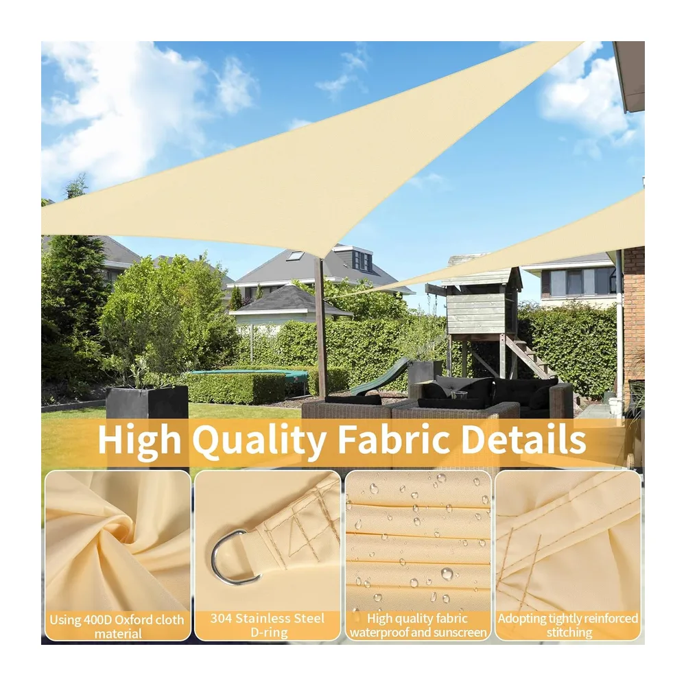 DEPAR Voile D'Ombrage, 3 × 3 × 3 Mètres Étanche et Protection Solaire,Voile d Ombrage