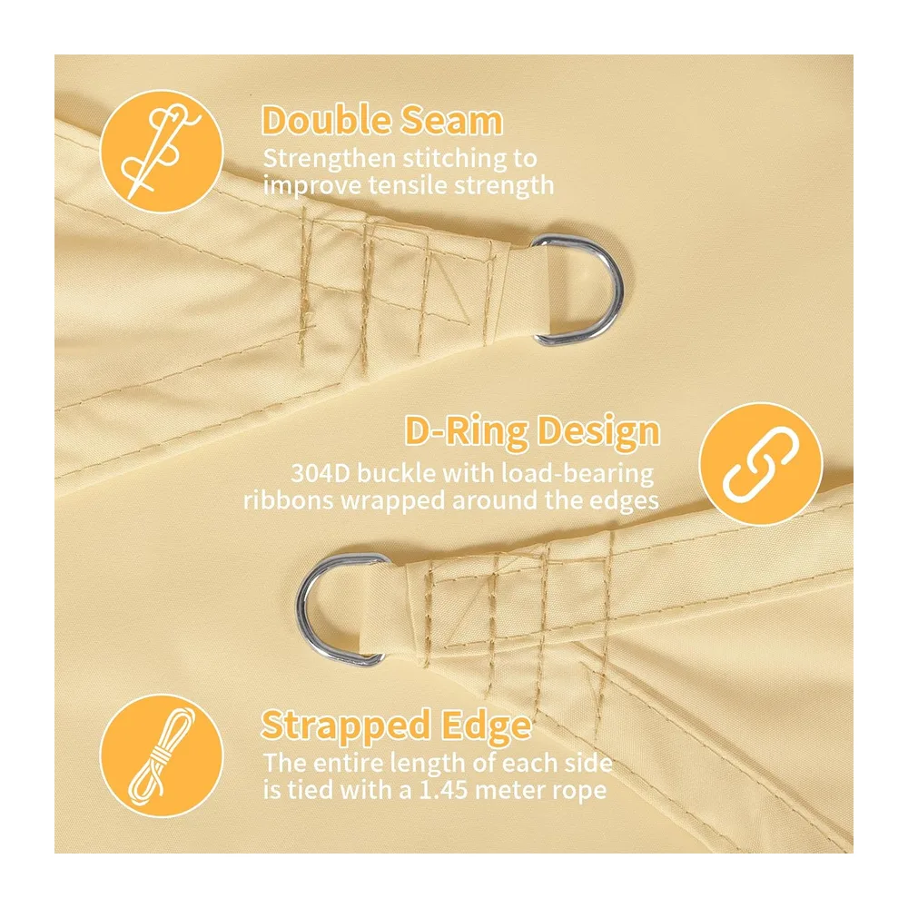 DEPAR Voile D'Ombrage, 3 × 3 × 3 Mètres Étanche et Protection Solaire,Voile d Ombrage