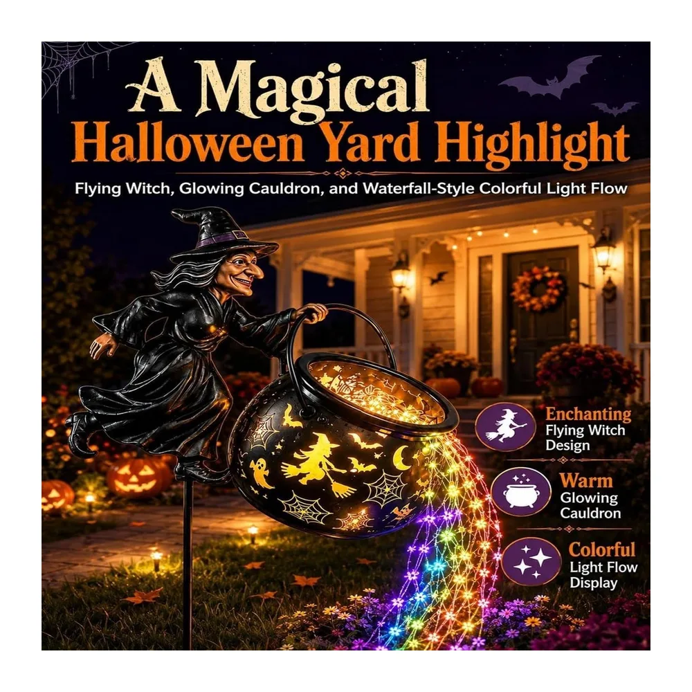 Lampes Solaires Halloween LED Effrayantes Étanches en Métal avec Piquets de
