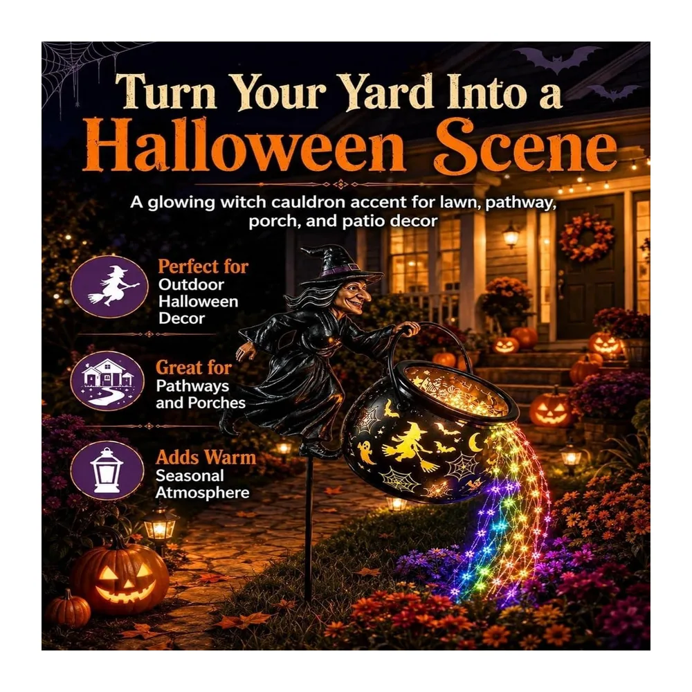 Lampes Solaires Halloween LED Effrayantes Étanches en Métal avec Piquets de