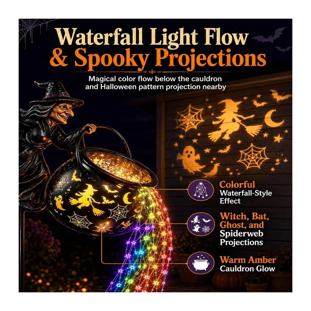 Lampes Solaires Halloween LED Effrayantes Étanches en Métal avec Piquets de