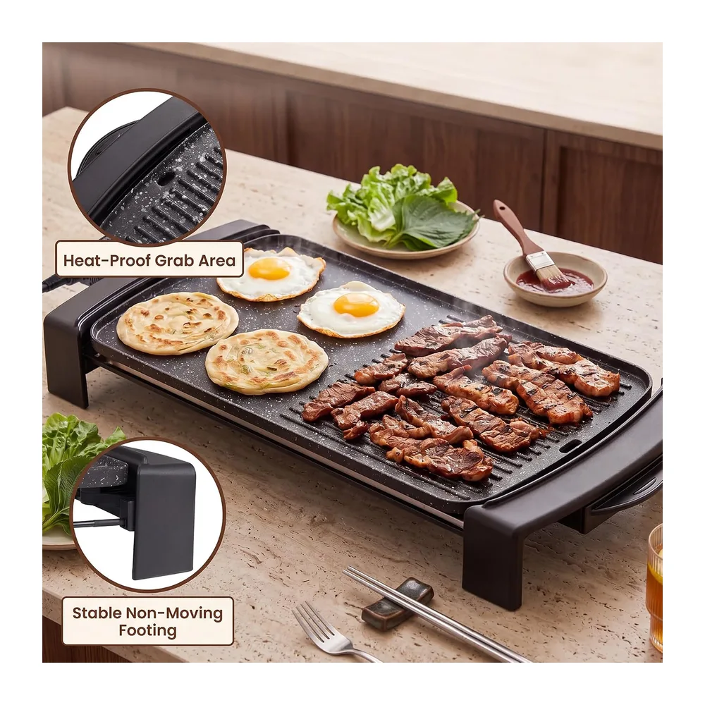 LIFEZEAL 2 en 1 Plancha Électrique 2150W, Grill Électrique Antiadhésif