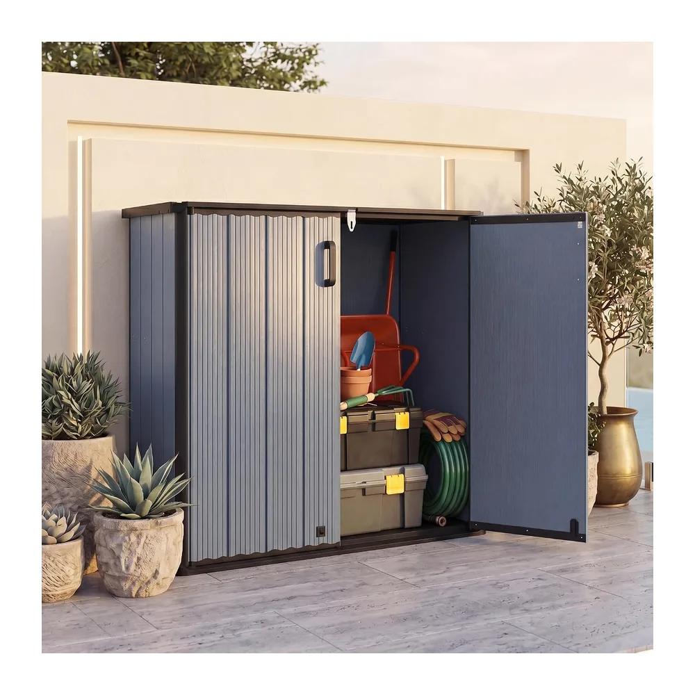 RELAX4LIFE Coffre de Jardin en Résine 660 L Étanche 120x65x117cm (Gris)