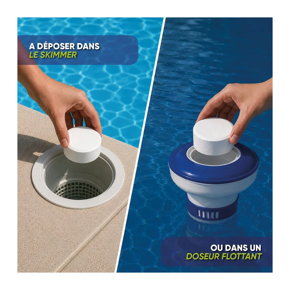 Fresh-Pool - Chlore Lent Piscine Galets 200g - Traitement Permanent - 5kg